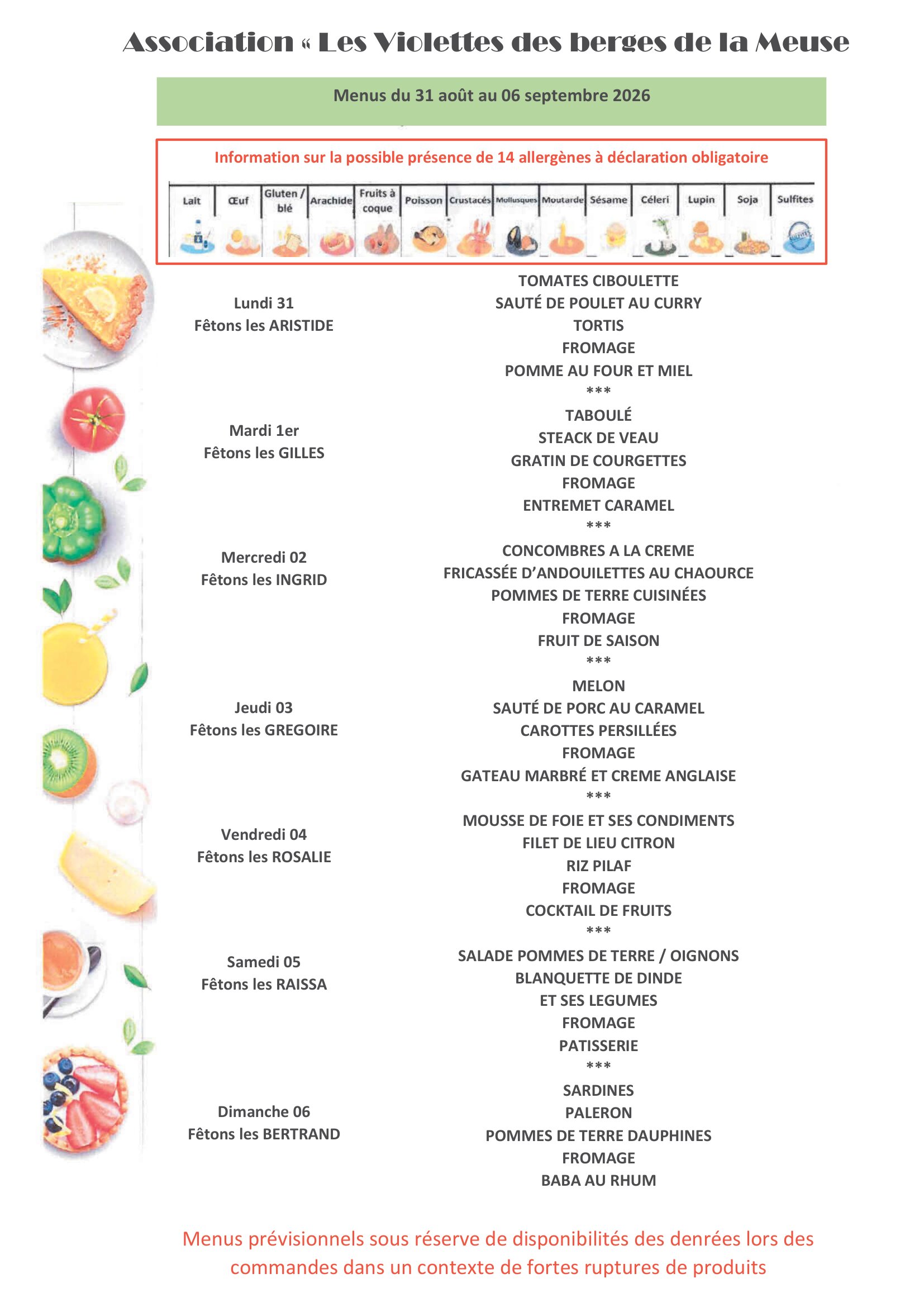2026 S 36 Menu